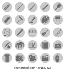 Vector Set of Art Icons. Drawing, Music, Writing and Other.