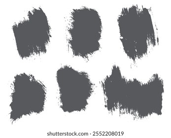 Vector set of art ink black color brush stroke paint background