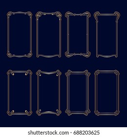 Vector set of art nouveau vintage frames for design invitation card, packing, booklet, print.