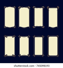 Vector set of art nouveau vintage frames for design invitation card, packing, booklet, print.