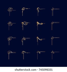 Vector set of art nouveau vintage elements for design invitation card, packing, booklet, print.
