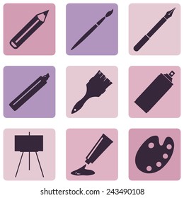 Vector Set of  Art,  Painting and Drawing Icons