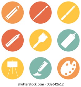 Vector Set of  Art,  Painting and Drawing Icons