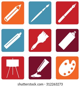 Vector Set of  Art,  Painting and Drawing Icons