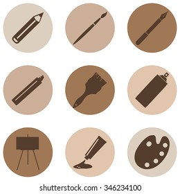 Vector Set of  Art,  Painting and Drawing Icons
