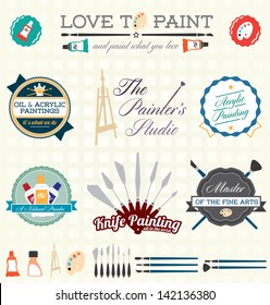 Vector Set: Artist Painting Labels