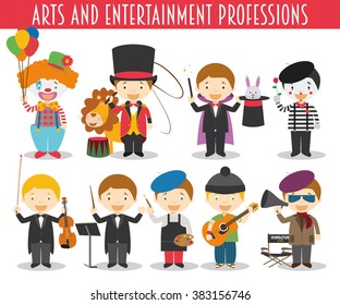 Vector Set of Arts and Entertainment Professions in cartoon style