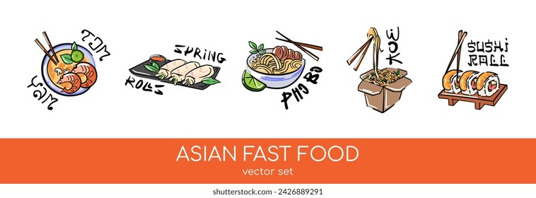 Vector set of Asian fast food