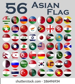 Vector Set Of Asian Flags.