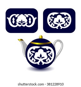 Vector set of Asian patterns in the form of cotton in Uzbekistan national  style.