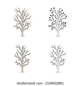 Vector set of aspen tree isolated on white background. Poplar tree hand drawn illustration.