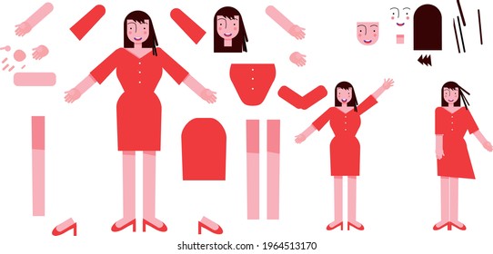 Vector set of assembled illustration of female bodice