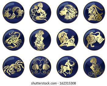 Vector set astrology sign. Illustrations of the twelve horoscope zodiac star icons