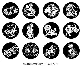  Vector set astrology sign. twelve horoscope zodiac star icons