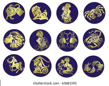 Vector set astrology sign.  twelve horoscope zodiac star icons