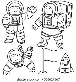 vector set of astronaut