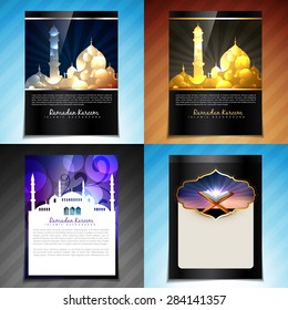conjunto vectorial de atractiva ilustración de diseño de folletos del festival eid