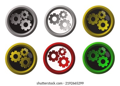 Vector set of automotive gears. Modern design with transparent background. Perfect for your design.