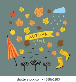 Vector set with autumn attributes