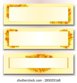 Vector Set of Autumn Banners with Leaves