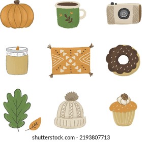 vector set autumn elements pumpkin