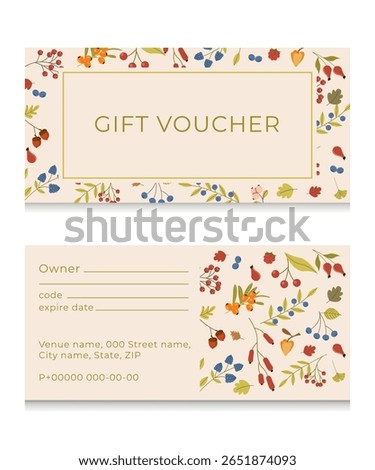 Vector set of autumn gift voucher Elegant template for holiday gift card, coupon and certificate. Discount coupon template vector illustration EPS10