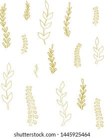 Vector set of autumn grass and flowers. Botanical collection