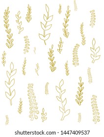 Vector set of autumn grass and flowers. Botanical collection