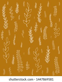 Vector set of autumn grass and flowers. Botanical collection
