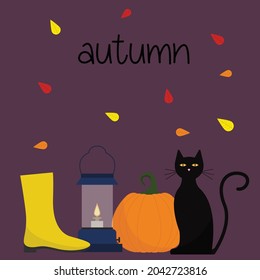 Vector set of autumn items.