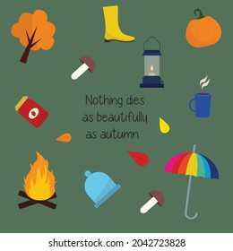 Vector set of autumn items.