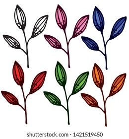 vector set of autumn leaves isolated on white background