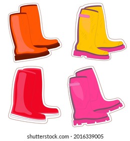 Vector set of autumn shoe stickers on white backgroundVector set of autumn shoe stickers on white background