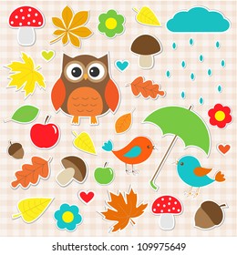  Vector set of autumnal stickers