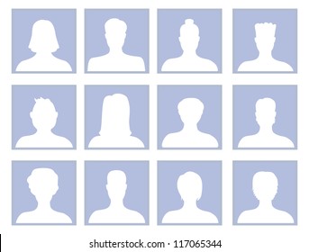 Vector set with avatar icons - men and women silhouette