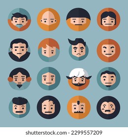 Vector set of avatars icons in circles. Different men and women characters collection