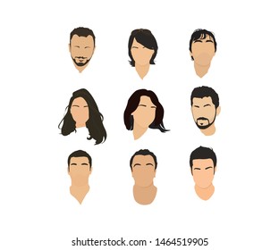 vector set of avatars isolated on white background icon