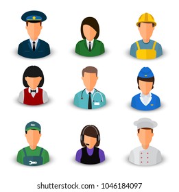Vector set of avatars. Men and women of different professions. Eps 10