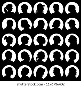 vector set of avatars with realistic silhouettes of people