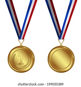 VECTOR SET : Award Medals Set, Silver Medal with ribbon, Blue ribbon, Read Ribbon, Award