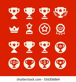 Vector Set of Award Trophy