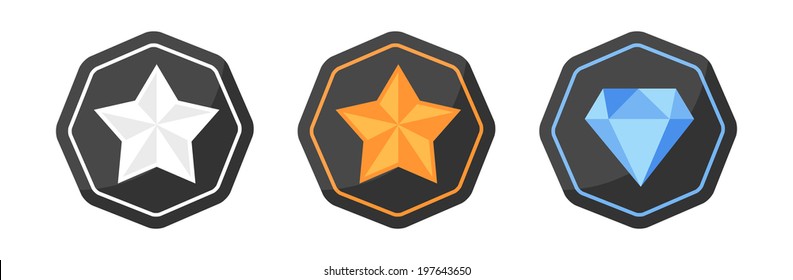 Vector Set With Awards Icons Of Silver Or Platinum, Gold, Diamond