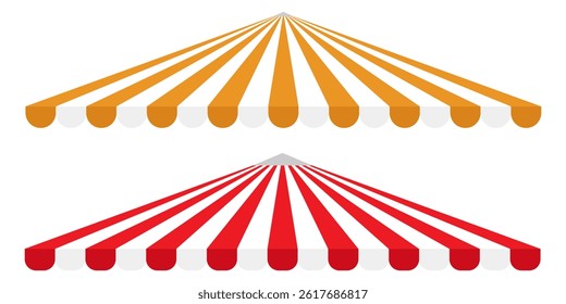 Vector set of awning striped canopy for making store front, decorate poster or template. Shop awning tents for window. Outdoor market canopy, vintage store roof. Vector illustration, eps10 33