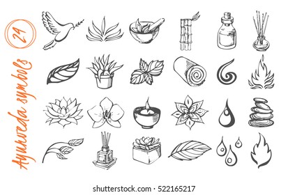 Vector set of ayurvedical symbols