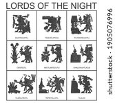 vector set with Aztec deities Lords of the Night for your project