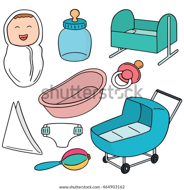 Vector Set Baby Accessories Stock Vector (Royalty Free) 464903162