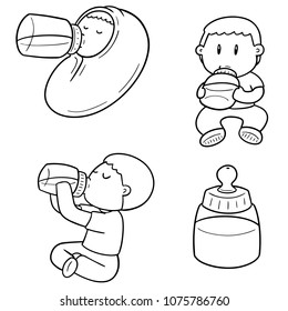 vector set of baby bottle