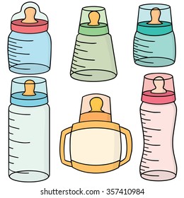 vector set of baby bottle