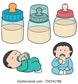 vector set of baby bottle