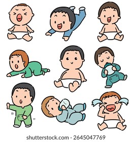 vector set of baby cartoon